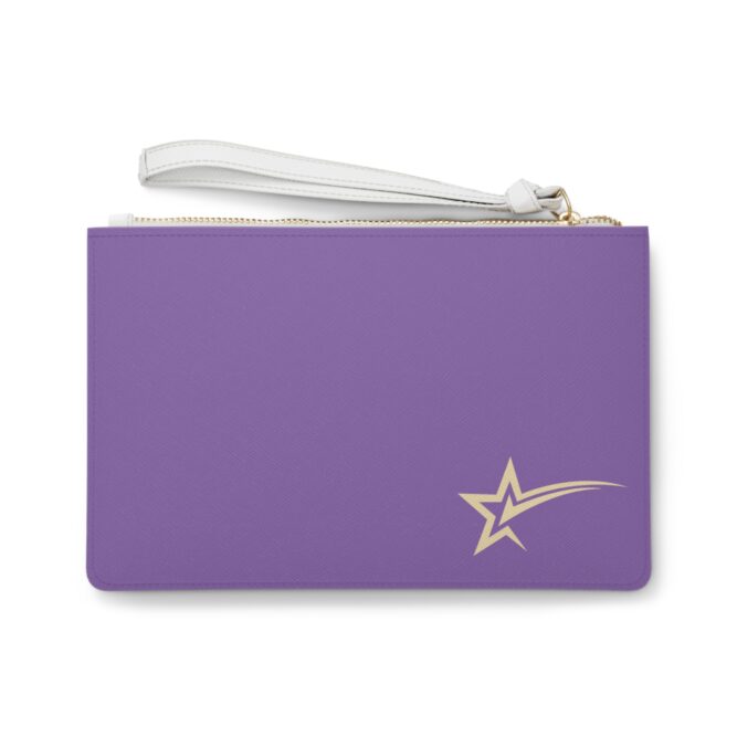 Saffiano Vegan Leather Checkthestar Clutch Bag in Purple - Image 3