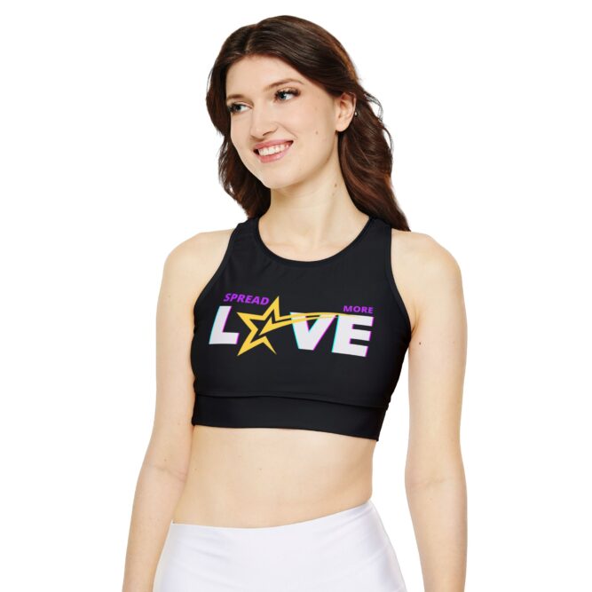 Spread More Love, Padded Sports Bra - Image 3