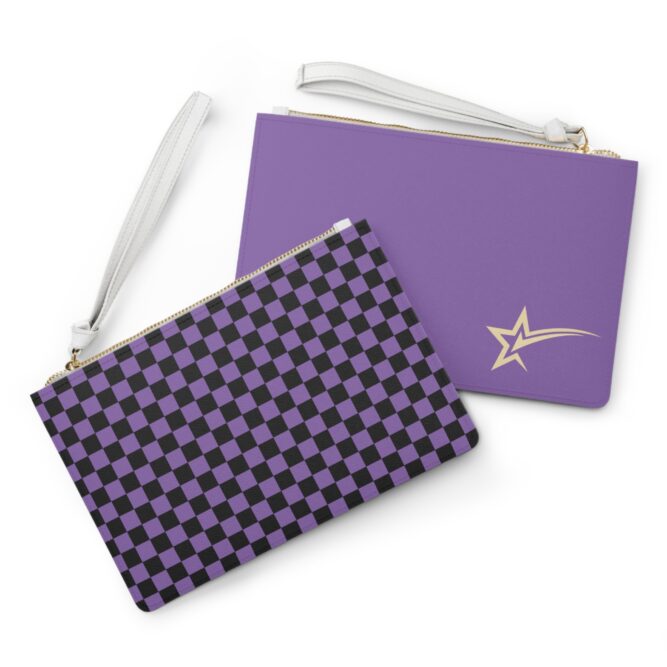 Saffiano Vegan Leather Checkthestar Clutch Bag in Purple